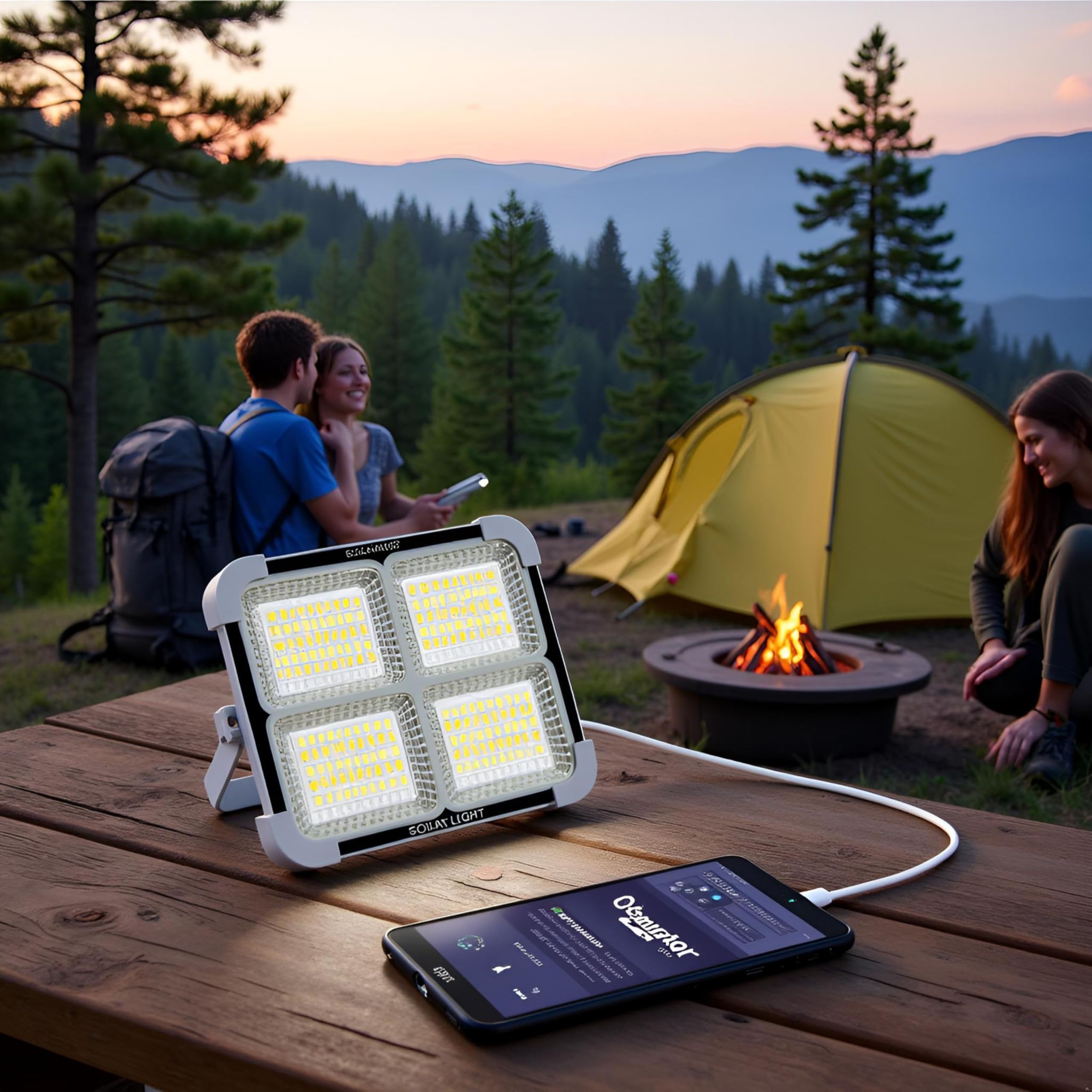 Homehop Solar Light Outdoor Home Waterproof 50W LED Emergency Rechargeable USB Portable Flood Lamp for Outdoor, Indoor, Camping and Garden (‎ White, ABS)