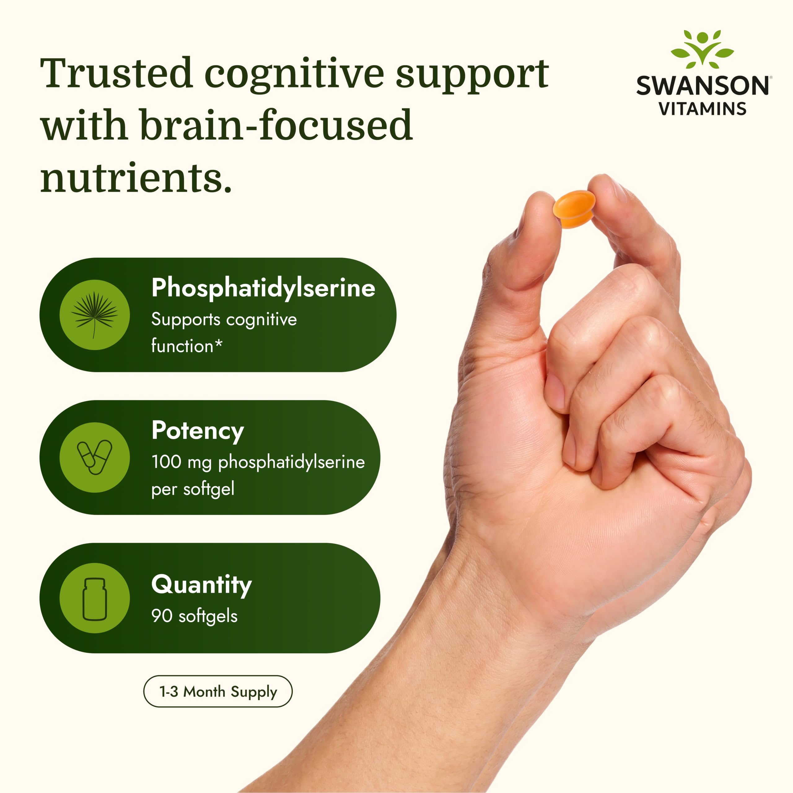 Swanson Phosphatidylserine Brain Health, 100 mg, 90 Softgels — Amazon image 3