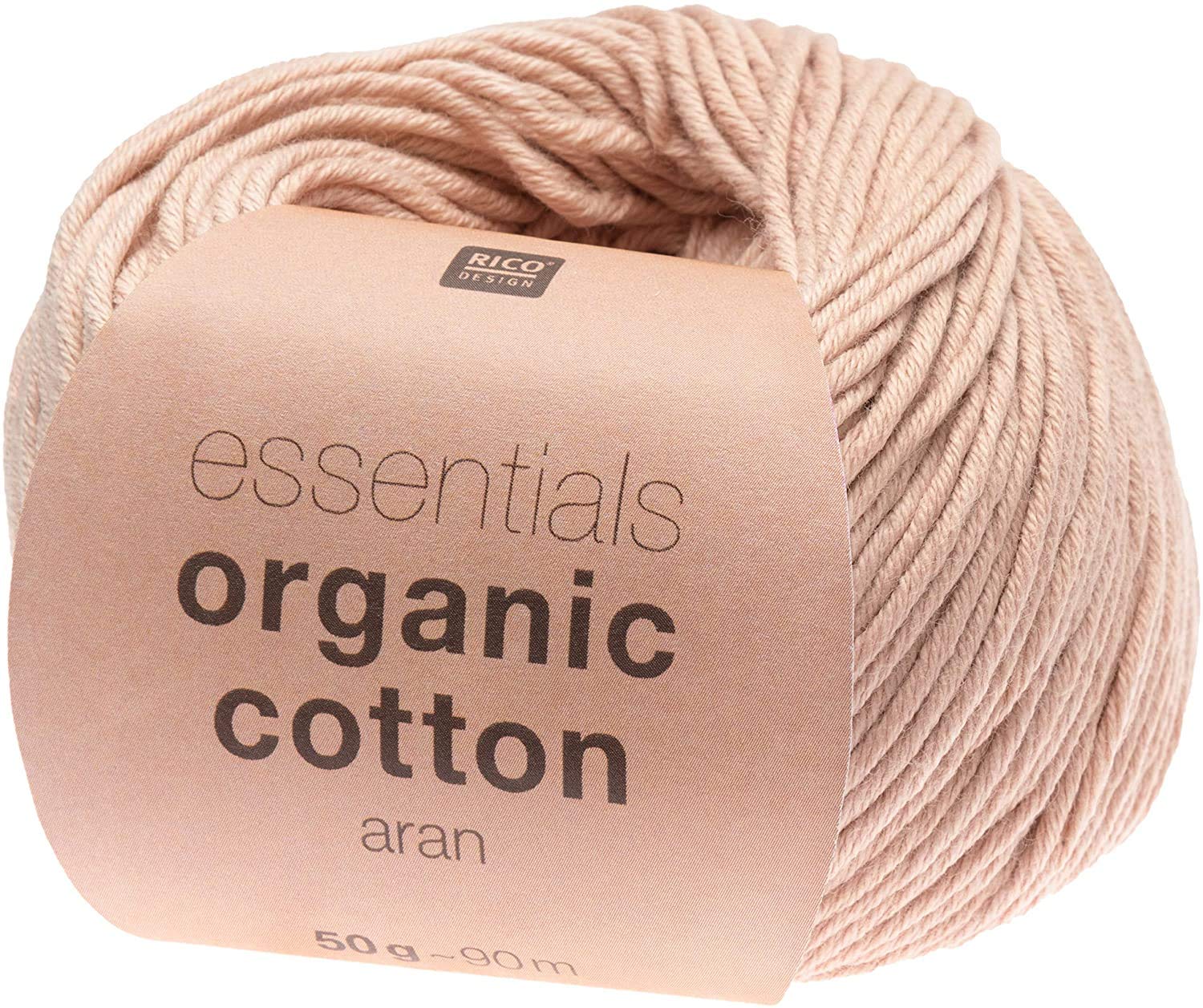 Rico Knitting Essentials - Organic Cotton Aran Vegan Bio Crochet Yarn - 10 Ply - 005 Powder — image 1