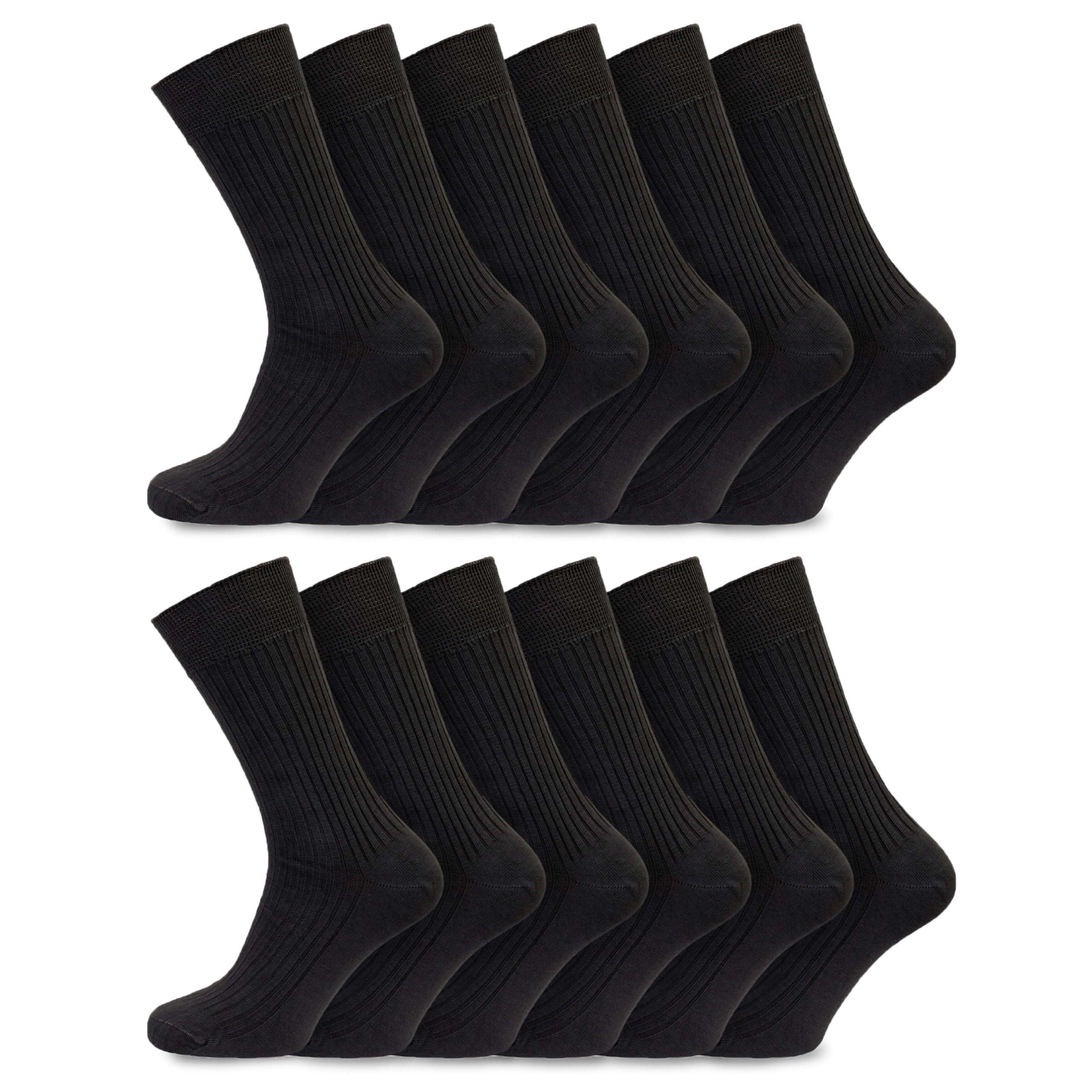 Socksmad® Men’s Diabetic Socks 12 Pairs | UK 11–14 Big Foot Size | 100% Cotton Extra Wide Non-Elastic Socks | Gentle Grip Soft Top | Hand-Linked Seamless Toe | Comfort Fit for Sensitive Feet