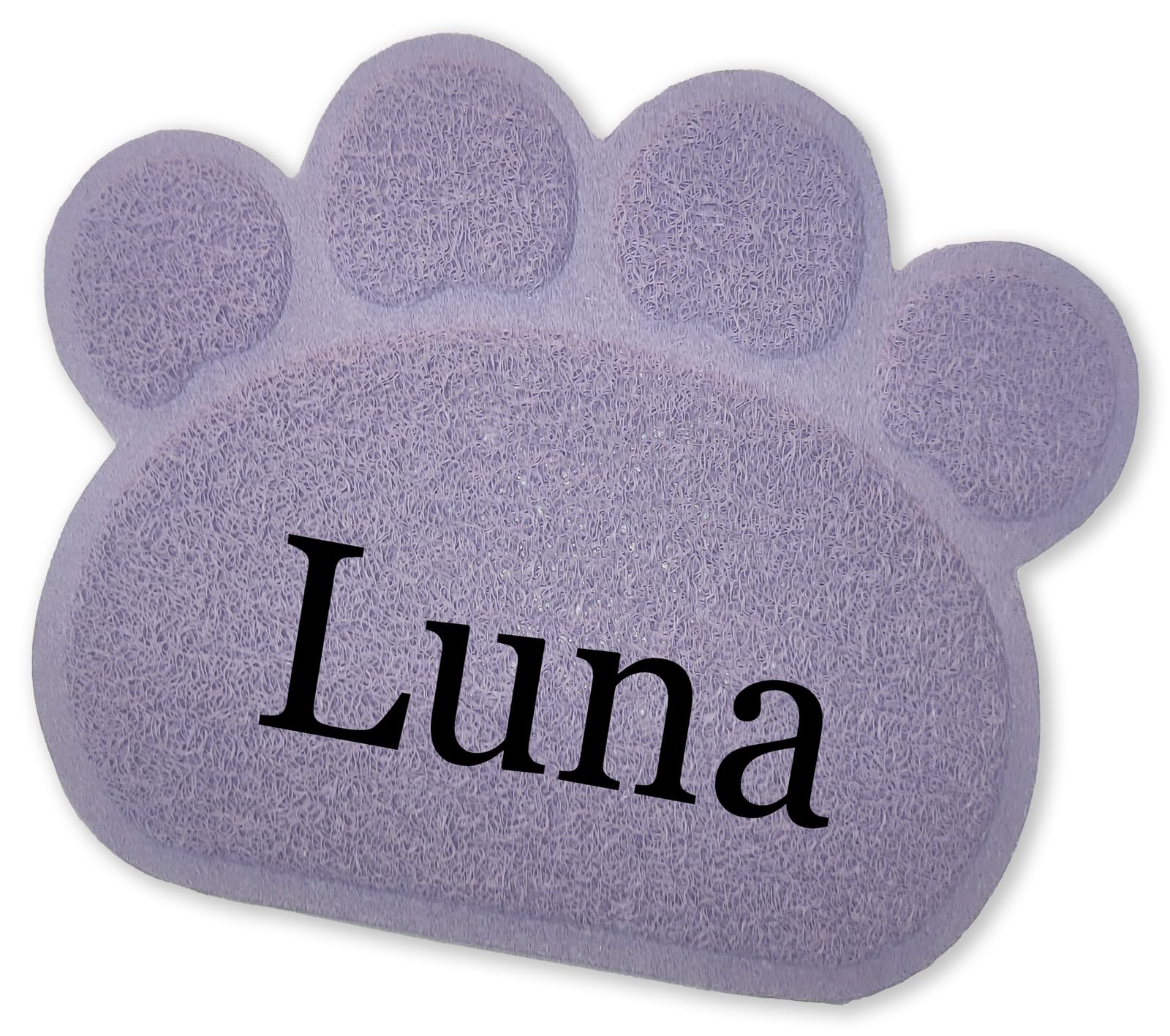 Personalised Non Slip Dog Feeding Mat, Rubber Pet Placemat Gift in Purple with Paw Print Shape — image 1