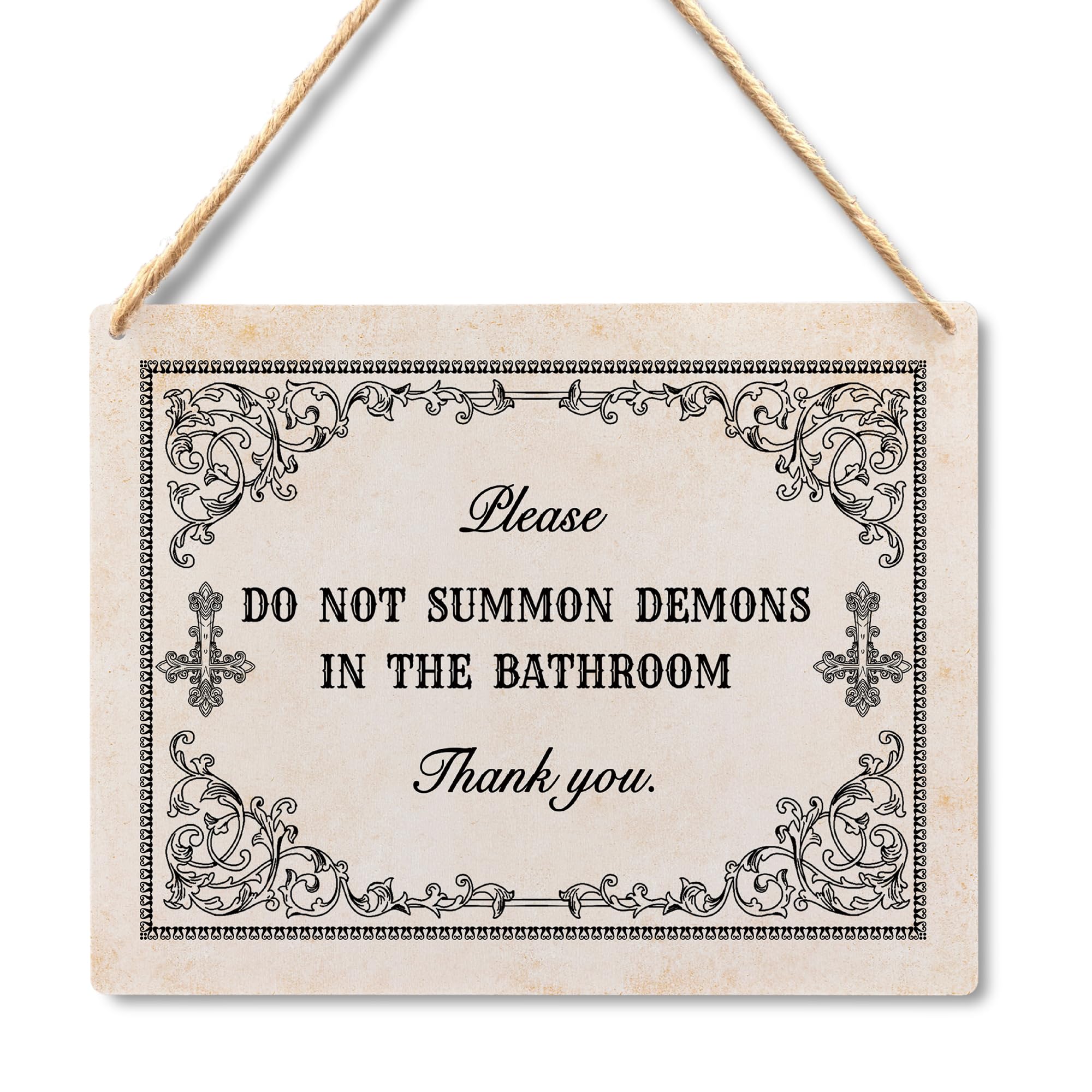 "Please Do Not Summon Demons" Badezimmer-Schild - Gothic Deko Für Halloween & Witchy Style
