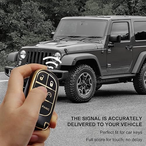 Miniatura 6 de SUNCARACCL Funda para llavero Jeep con llavero de cuero, funda de protección completa de TPU suave para Grand Cherokee Renegade Chrysler 200 300