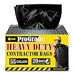 Reli. Contractor Garbage Bags 55 Gallon | 20 Trash Bags | Heavy Duty | Black Contractor