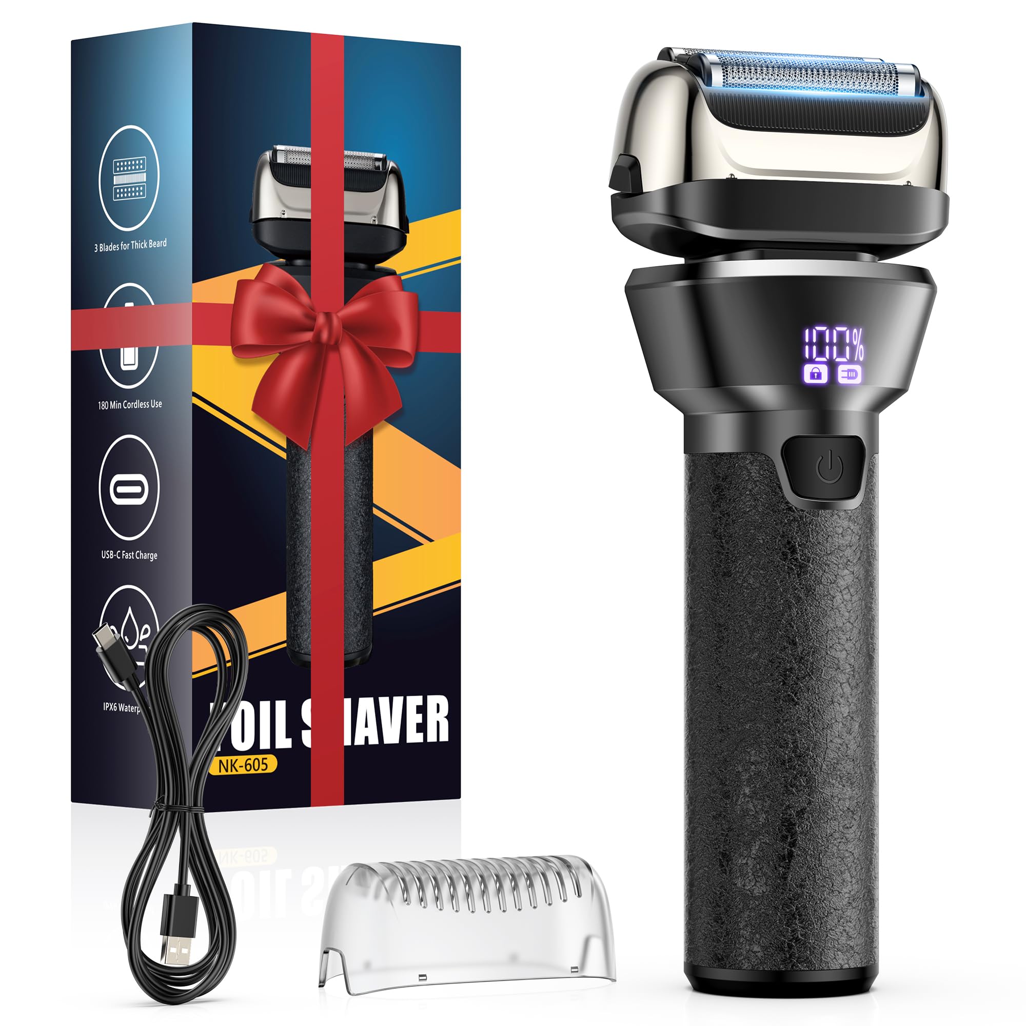 Photo 1 of Electric Foil Shavers for Men Electric Razor with 4D Flex Floating Heads,Rechargeable Beard Trimmer with LED Display,Cordless Face Shaver for Travel,IPX6 Waterproof Wet Dry Face Razor,USB Type CX004TR6H2B