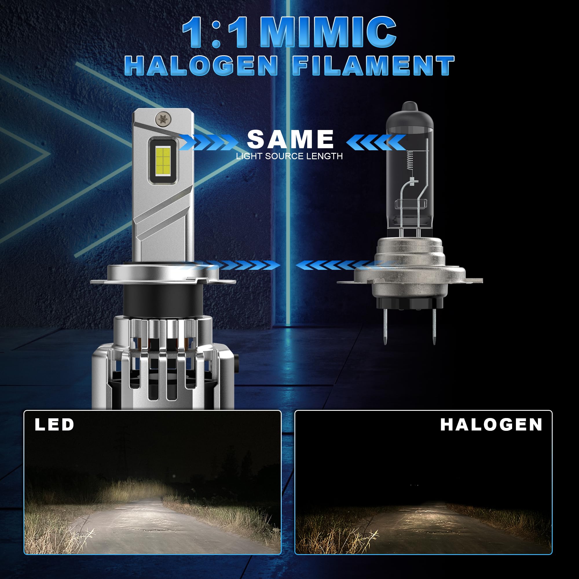 D-Lumina Ampoule H7 LED Canbus 110W 16000LM, Puce CPS 6000K 500% Lumineuse, Refroidissement avec Tube de Cuivre Épais, Lampes LED, 2 pièces