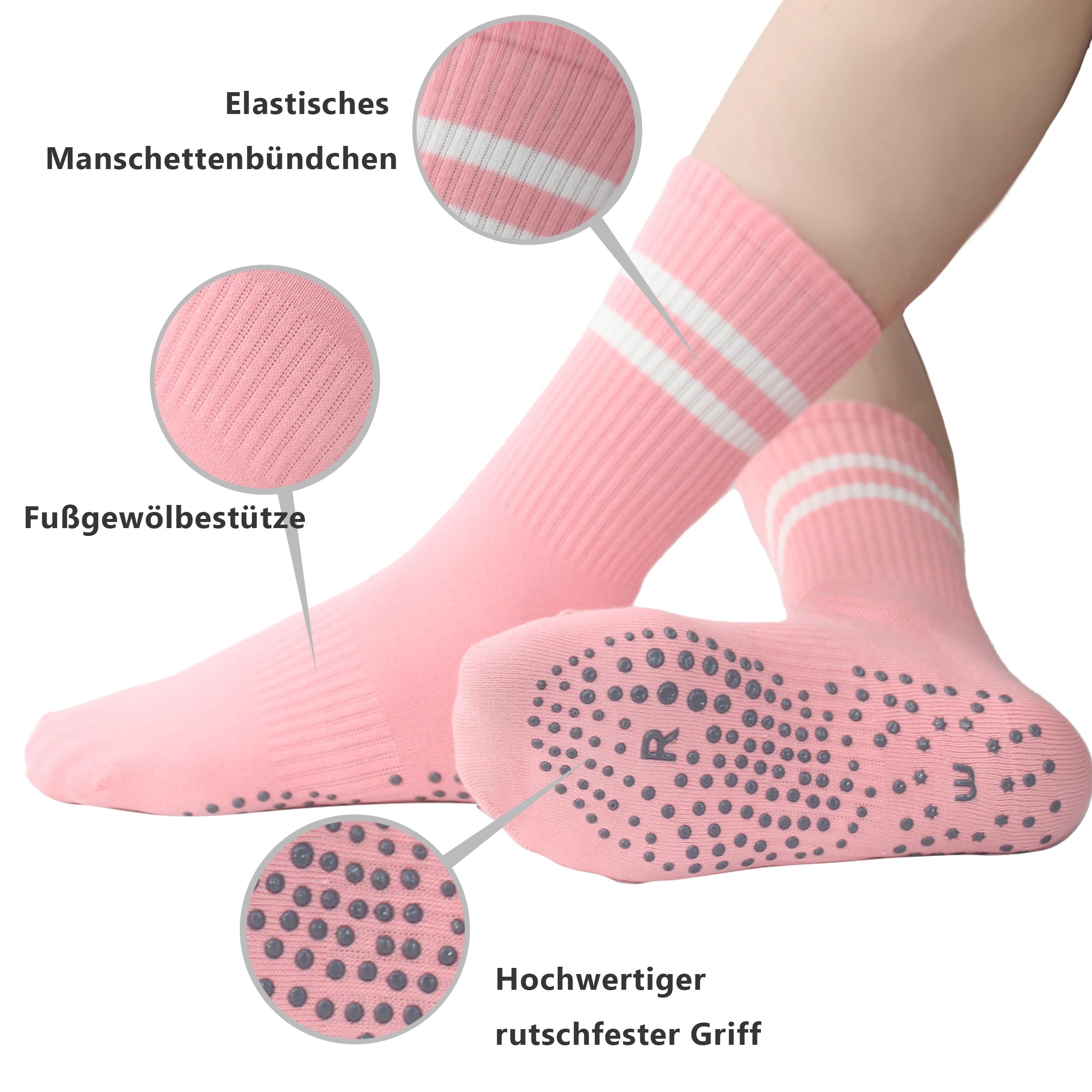 Wildarms 4 Pairs Pilates Socks with Grips for Women Soft Non Slip Crew Yoga Socks Pure Barre Gym Athletic Workout Grippy Multicolors