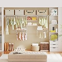 Vista 12 de Tangkula 4 to 6 FT Custom Closet Organizer System Kit, Wall-Mounted Storage Organizer with Wire Shelving and Hanging Rods, Adjustable Closet Grey