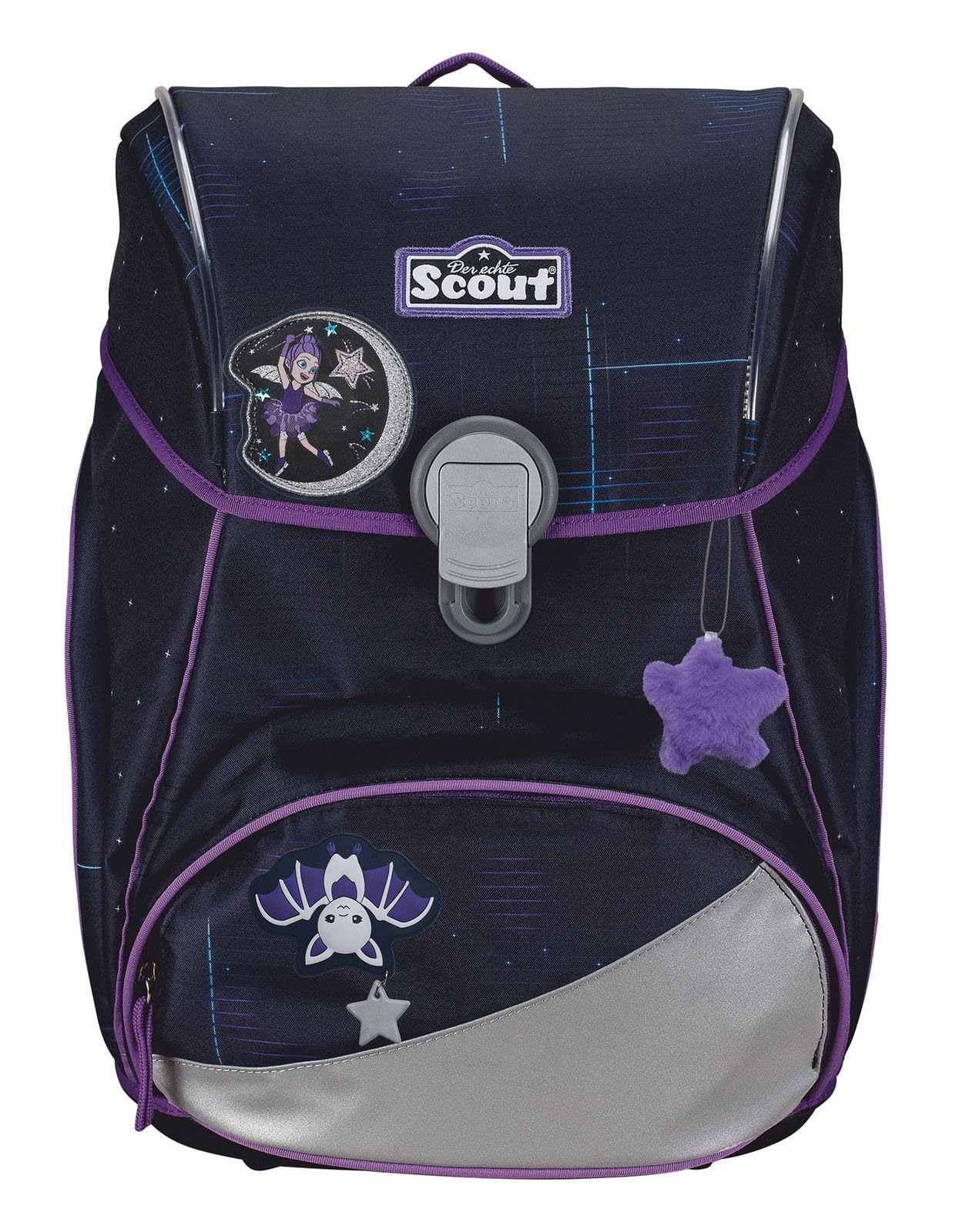 SCOUT Schulranzen Safety Light Alpha Set 4-teilig Spooky Starlight dunkelblau