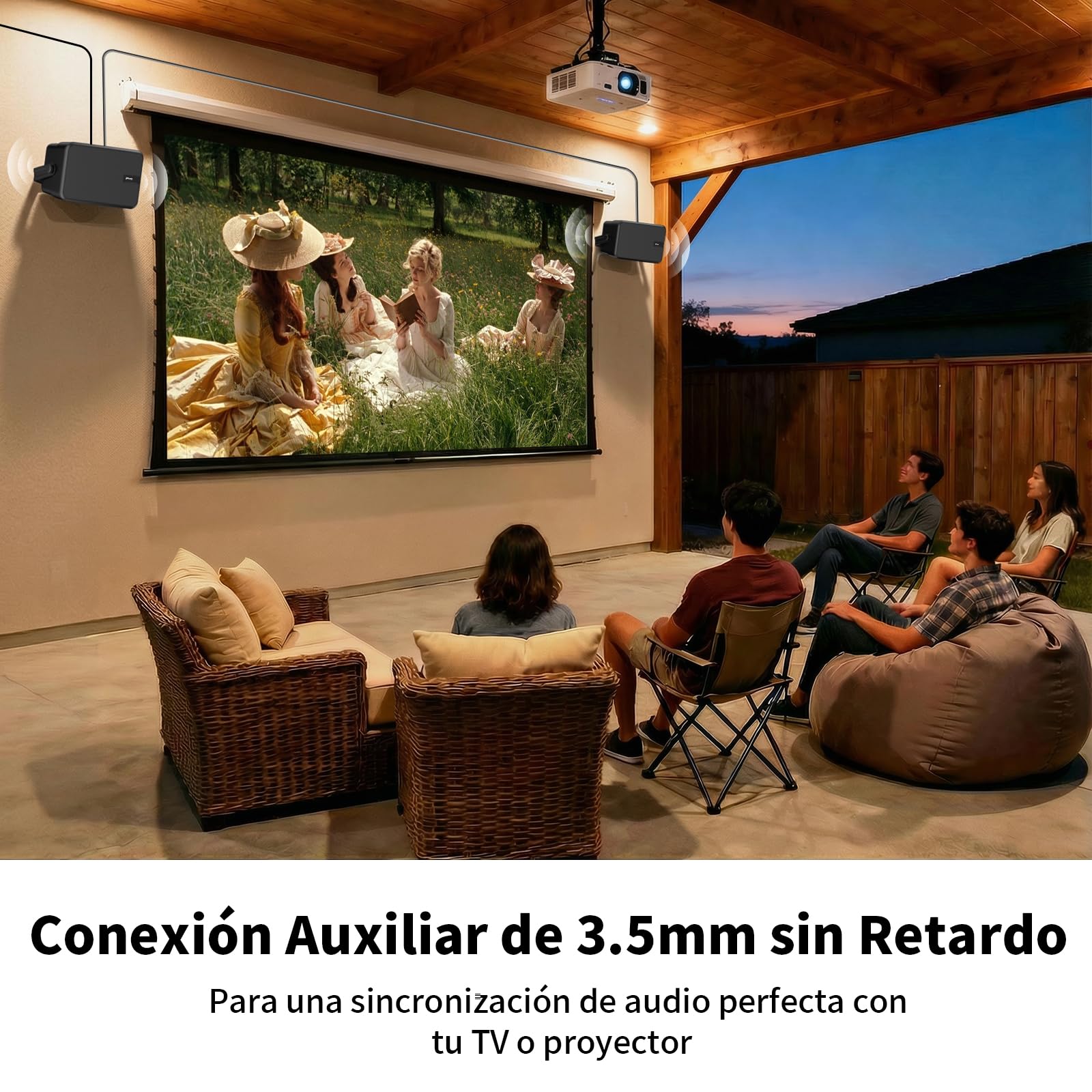 Altavoz Bluetooth para Exteriores, Altavoz de Pared Activo + Pasivo, Compatible con Bluetooth y Auxiliar, Amplificador Integrado, Adecuado para Patio, Porche, Garaje, Piscina, Pack de 2