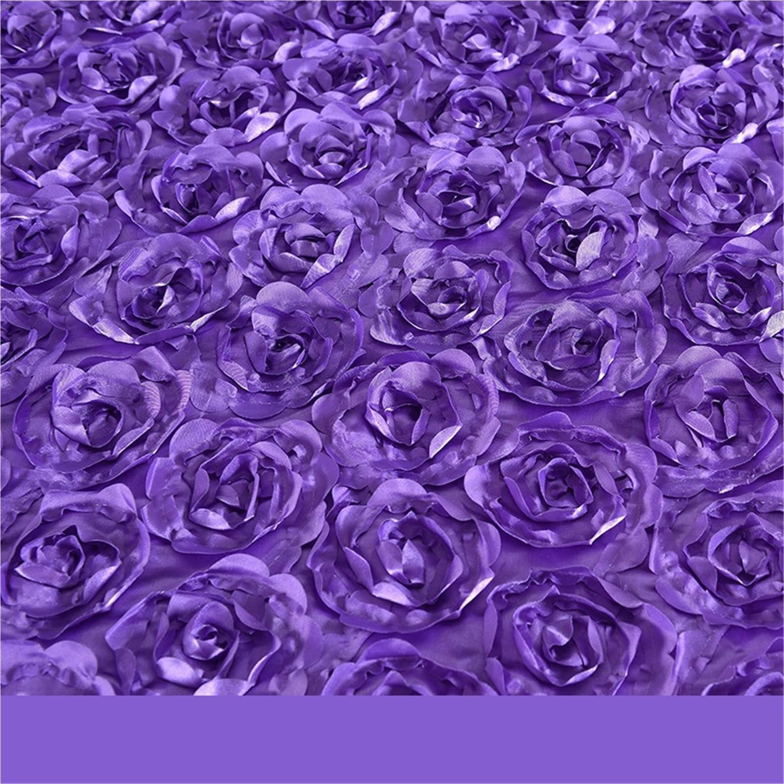 Hochzeitsteppich 10M Hochzeit Teppich Satin Stoff 3D Rose Blume Gang Rot Party Hintergrund Tisch Abdeckung Dekoration(Purple)
