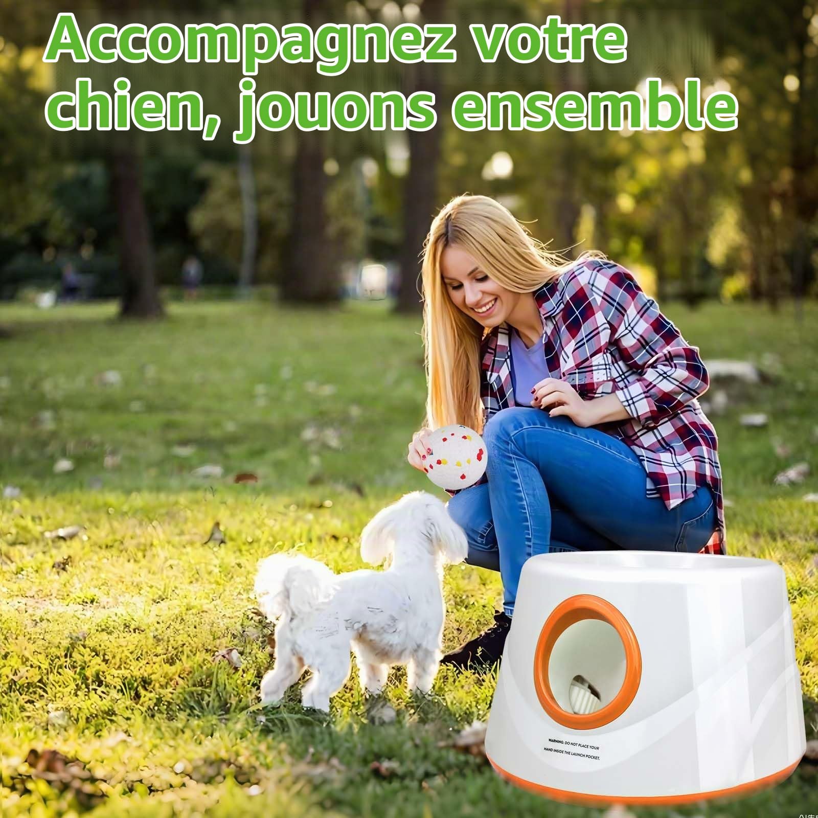 Lanceur de Balle Automatique pour Chien, avec 3 Balles de Tennis ETPU 5,8 cm, 3 Distances Réglables 5,7/9,7/13,7 m, Rechargeable, Jouet Interactif pour Chiens de Petite et Moyenne Taille (Orange)
