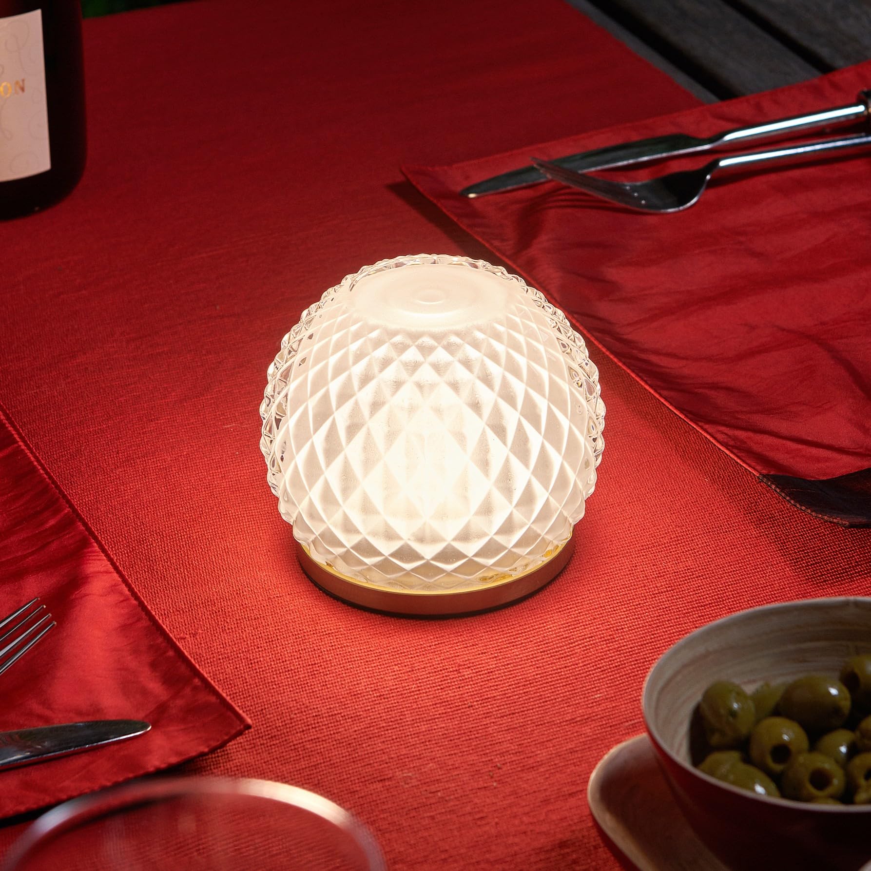 Auraglow Rechargeable Wireless LED Table Lamp with Remote – Battery-Powered, Dimmable, Colour-Changing, Cordless for Restaurants, Bars, Hotels & Homes (1 Lamp, 1 Light Source, 1 Remote)