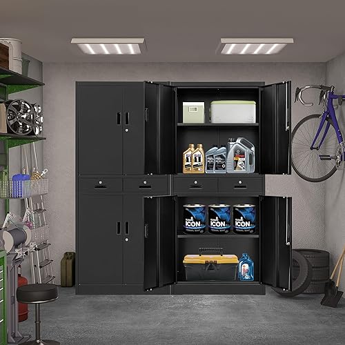 Miniatura 50 de CMY Armario de almacenamiento de metal con dos cajones, gabinetes de acero de 36 pulgadas de alto con estante ajustable, armario de almacenamiento