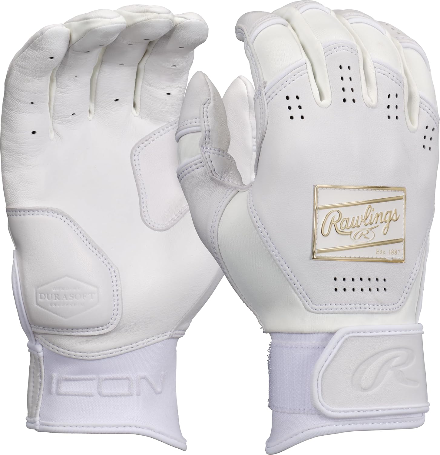 Rawlings | ICON Baseball Batting Gloves | White | Adult Sizes