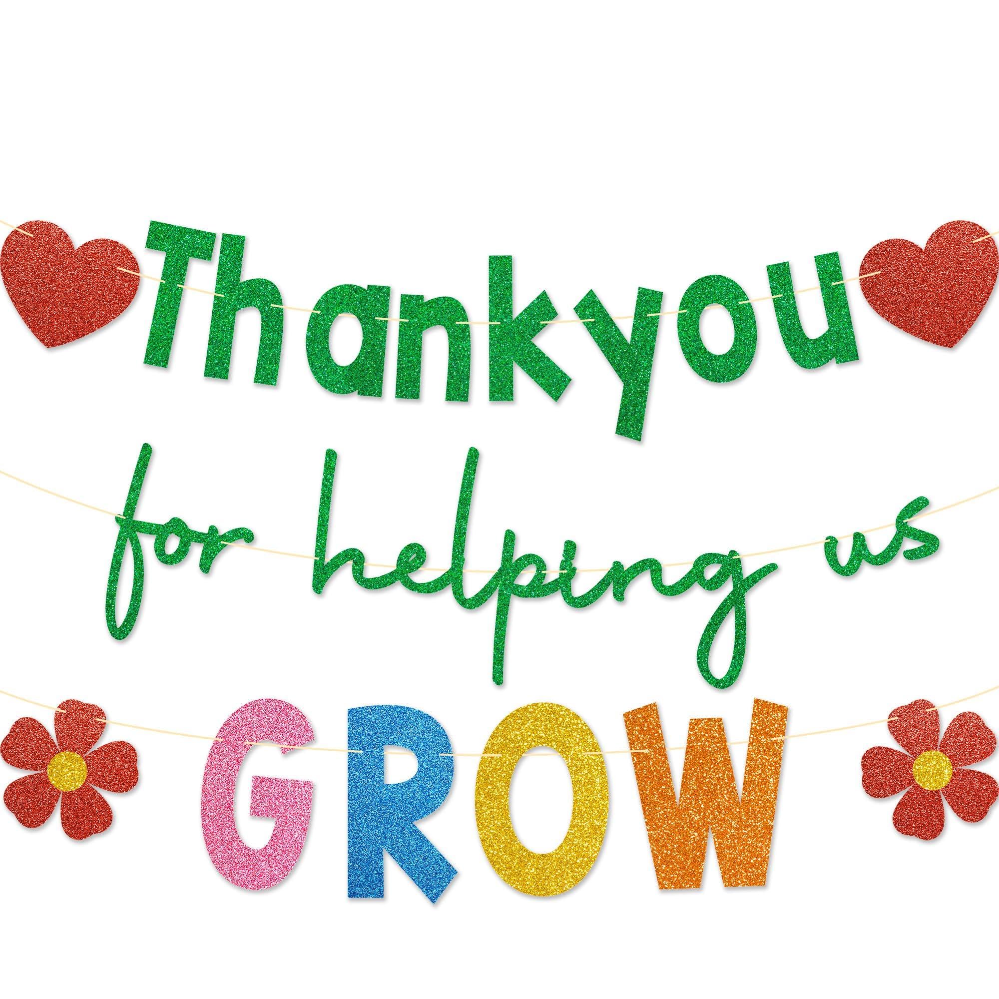 Thank You For Helping Us Grow Banner - Gold Glitter Teacher Appreciation Hanging Decor, Class Of 2025 Graduation Party Sign - View #10
