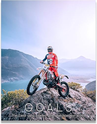 Miniatura 1 de Inspirational Wall Art Co. - Objetivos - Motocross ATV Dirt Bike Guys Rampa Freestyle Racing Regalo Niños Motivación Citas Carteles Impresos para