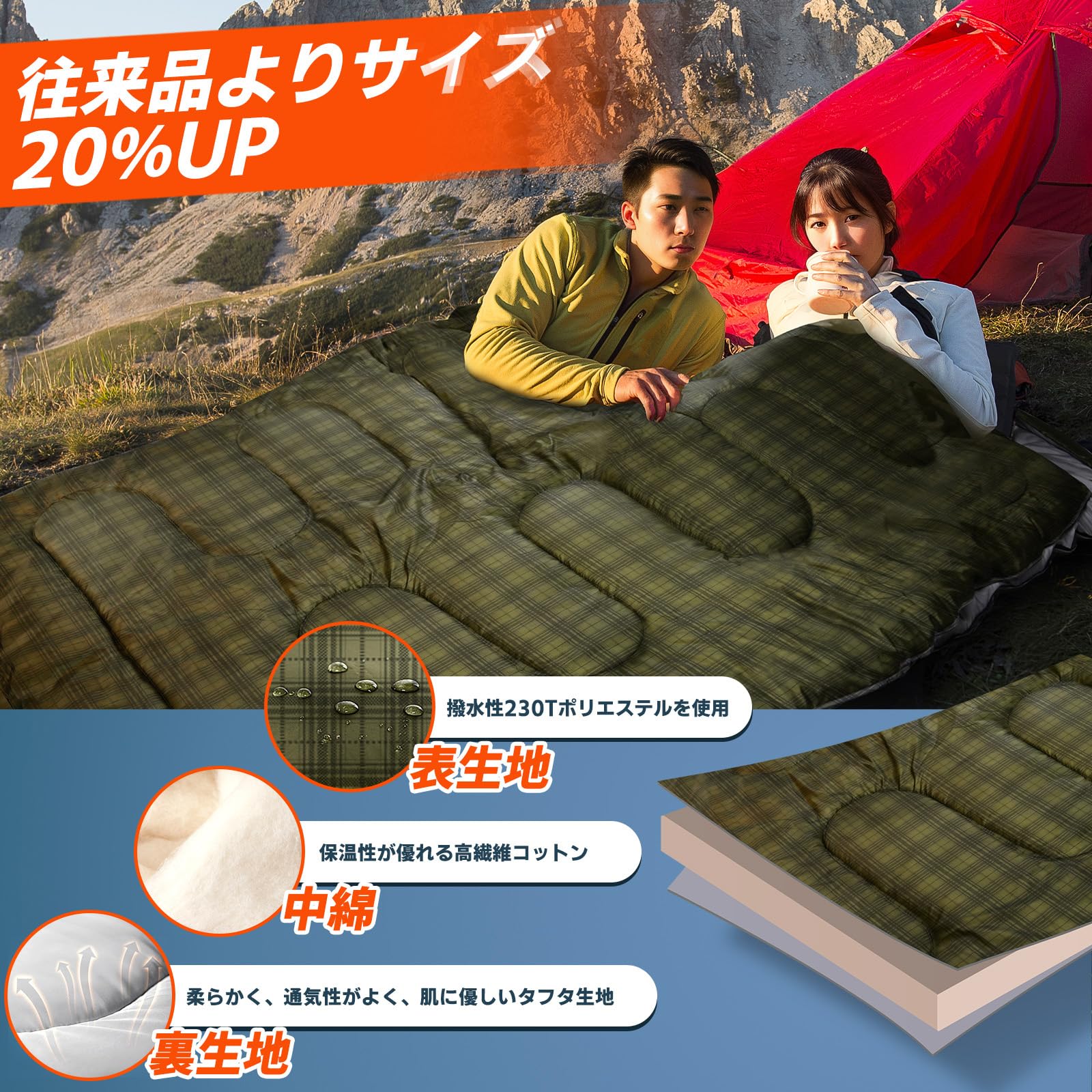 Amazon.co.jp: MEREZA 寝袋 2人用 オールシーズン 防水寝袋