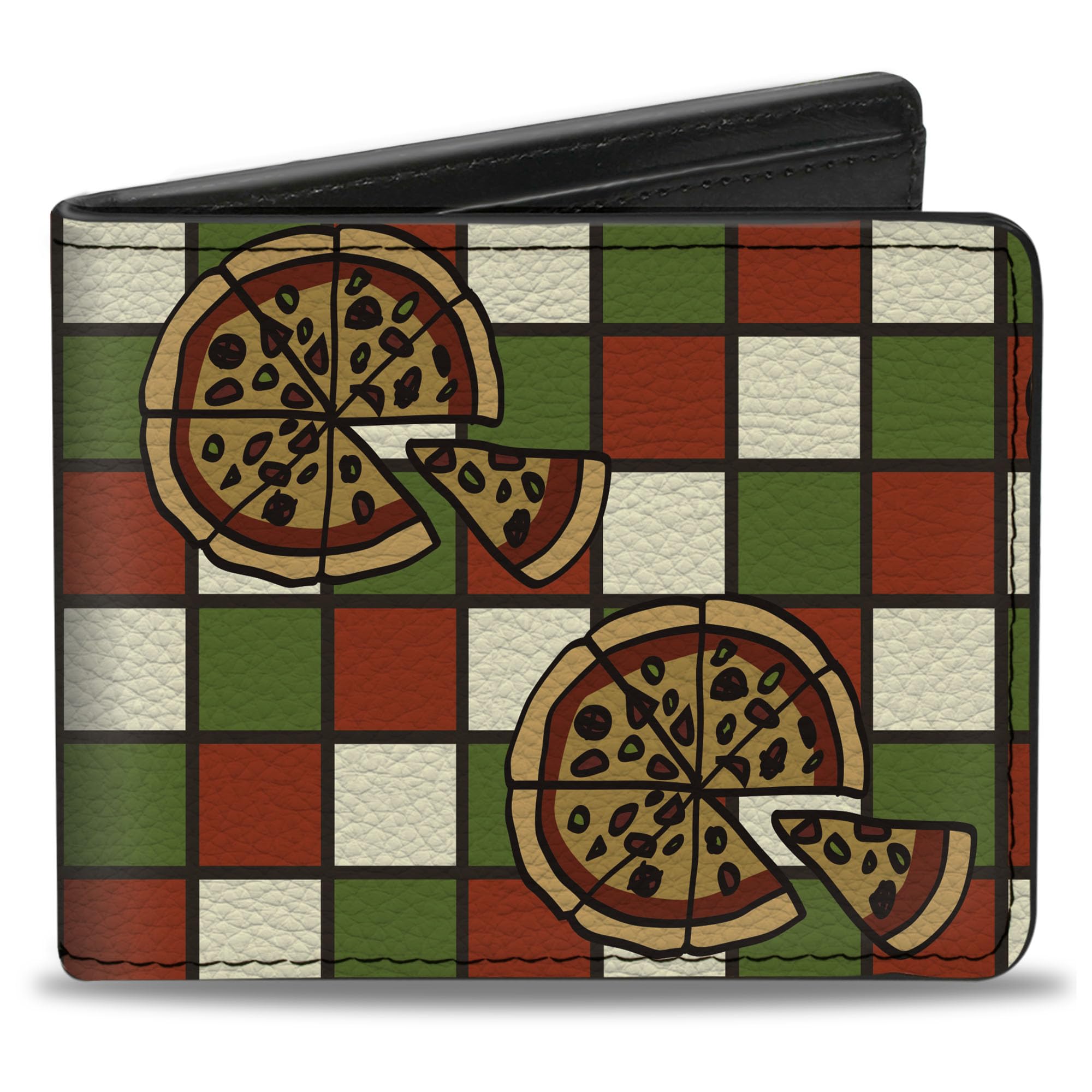 Buckle-Down Men's Standard PU Bifold Wallet-Pizza Pies, Multicolor, 4.0