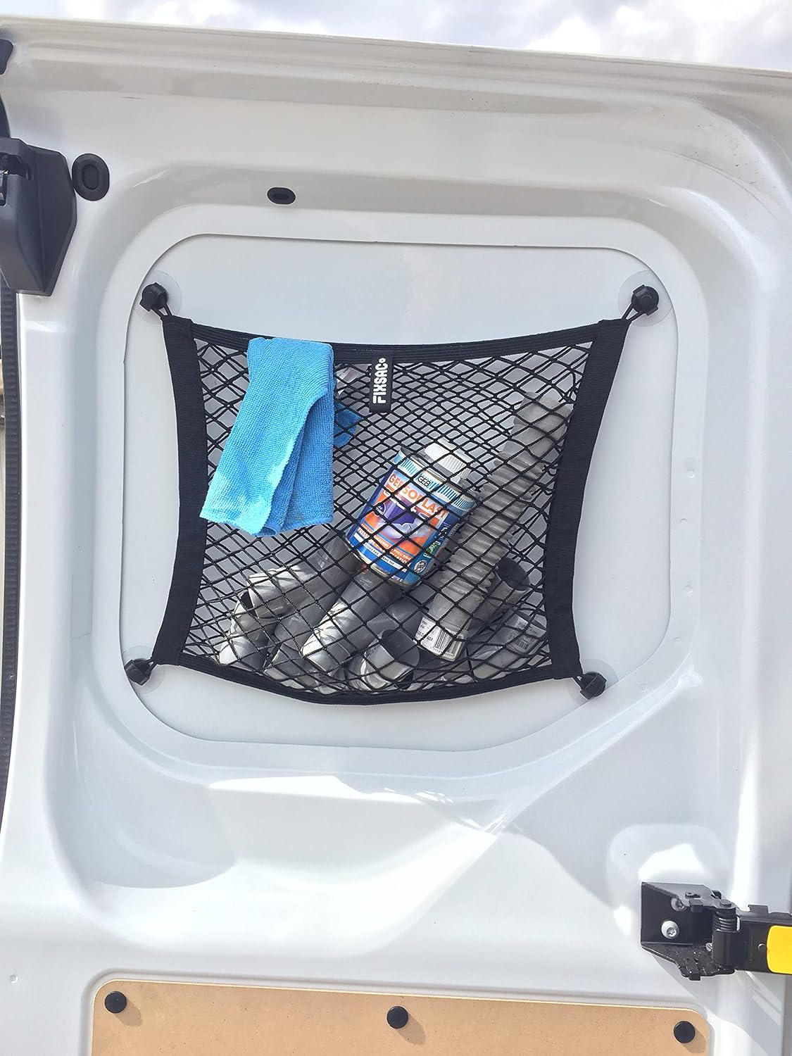 FixSac 2 - Storage Net Fixing Without Drilling for Commercial Vehicles, Camper Vans, Motorhomes, Caravans and Boats – 45 x 40 cm