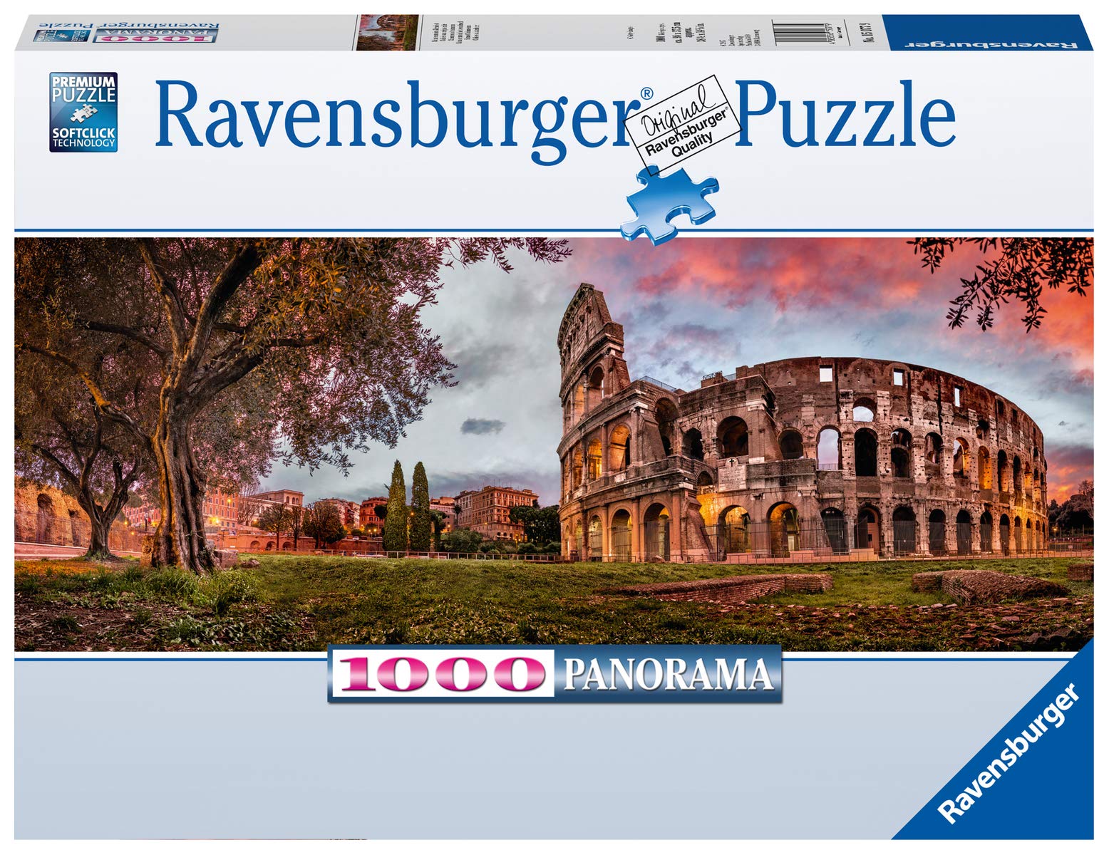 Ravensburger- Cœur Puzzle Colisée dans Le Soir Rouge Adulte, 150779, Argenté