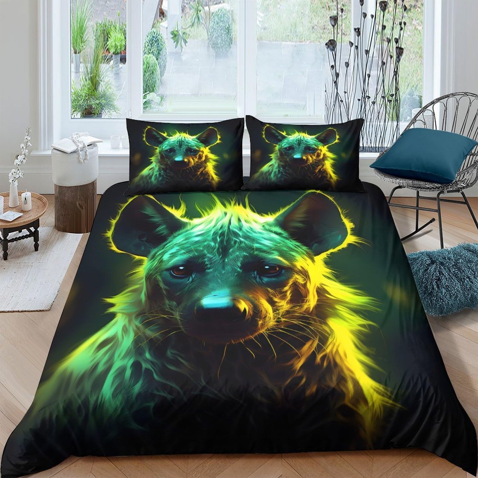 Ctjqhvkz Style-1 3D Printed Neon Bear Fitted Sheet Microfiber Soft Breathable Glow Animal Bed Sheet For Bedroom Dorm Mattress Decor Single（135X200cm）