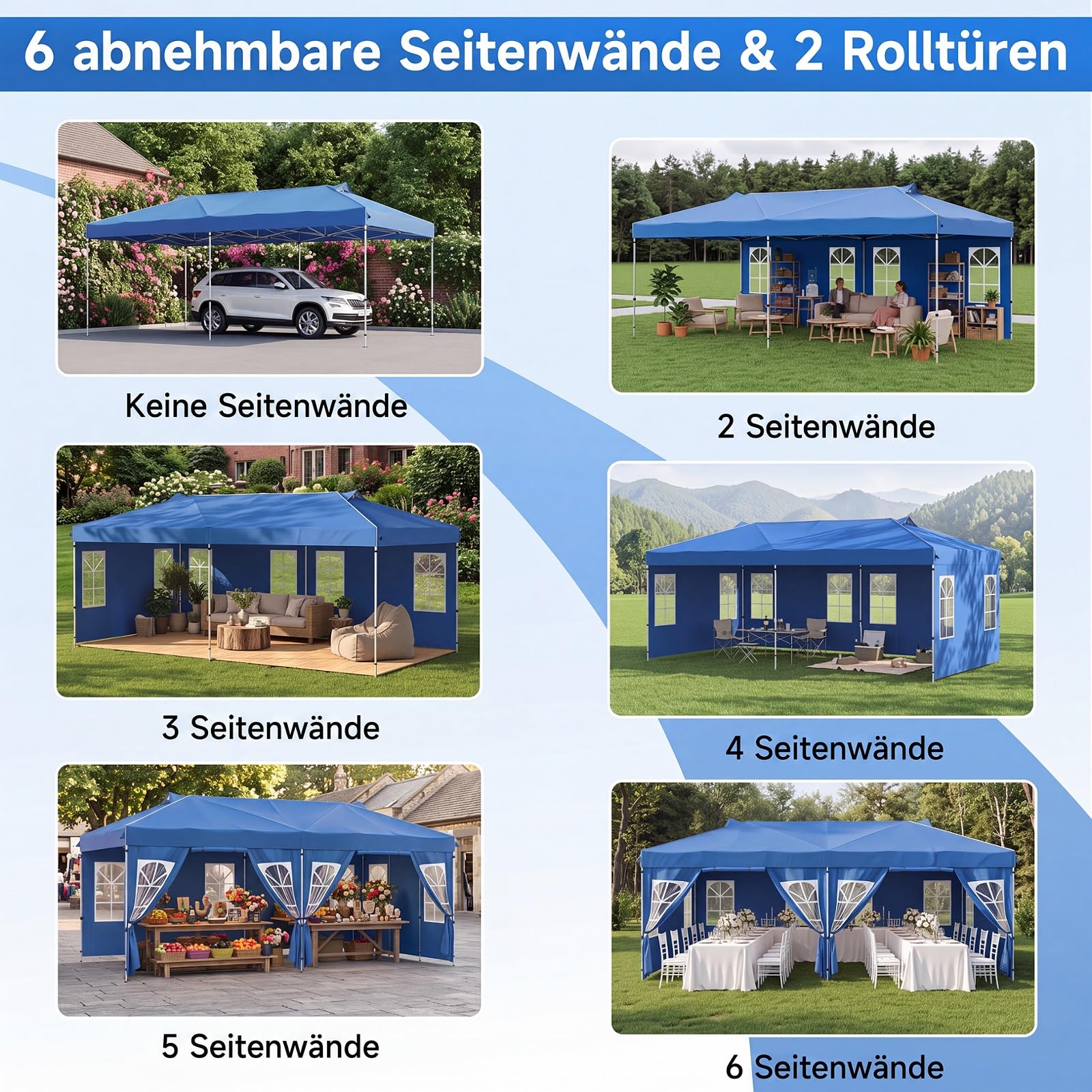 COSTWAY Pawilon, 3 x 6 m namiot imprezowy typu pop-up, z regulacją