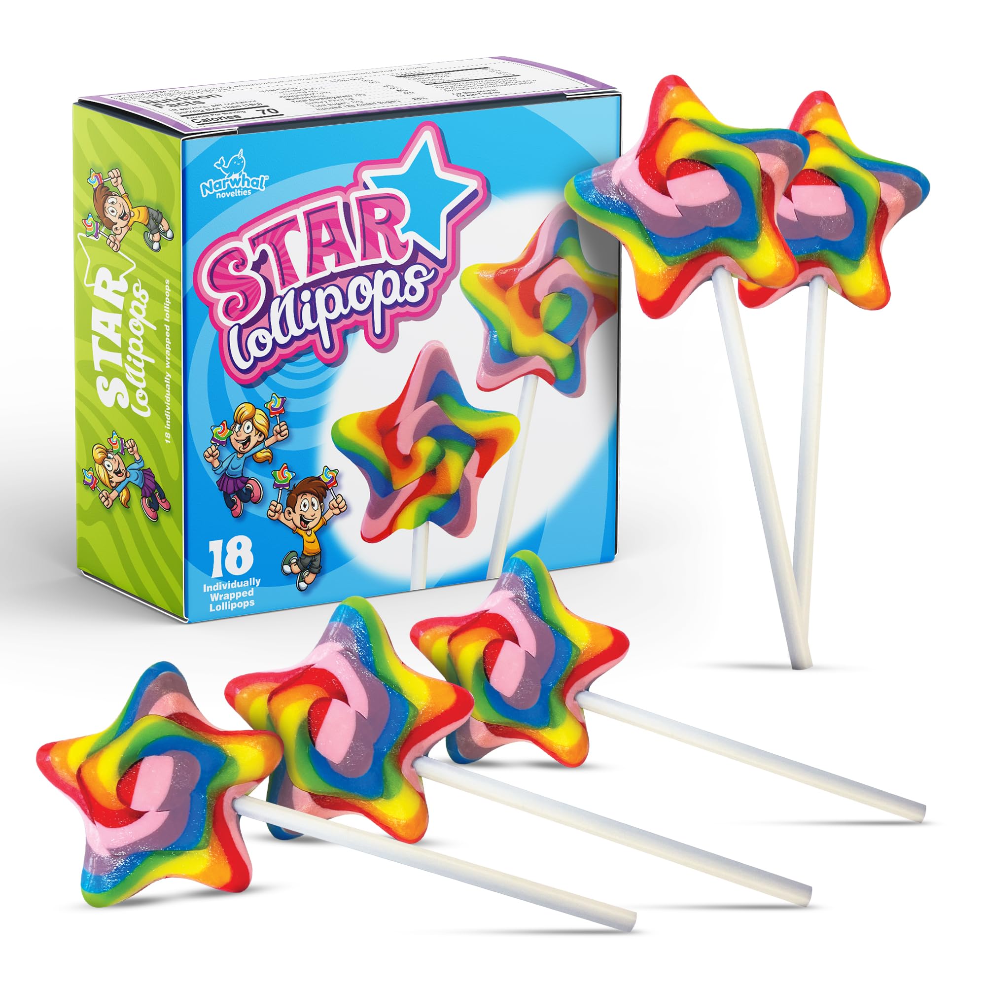 Amazon.com : Rainbow Star Lollipops Swirl 18 PCS - Star Shaped