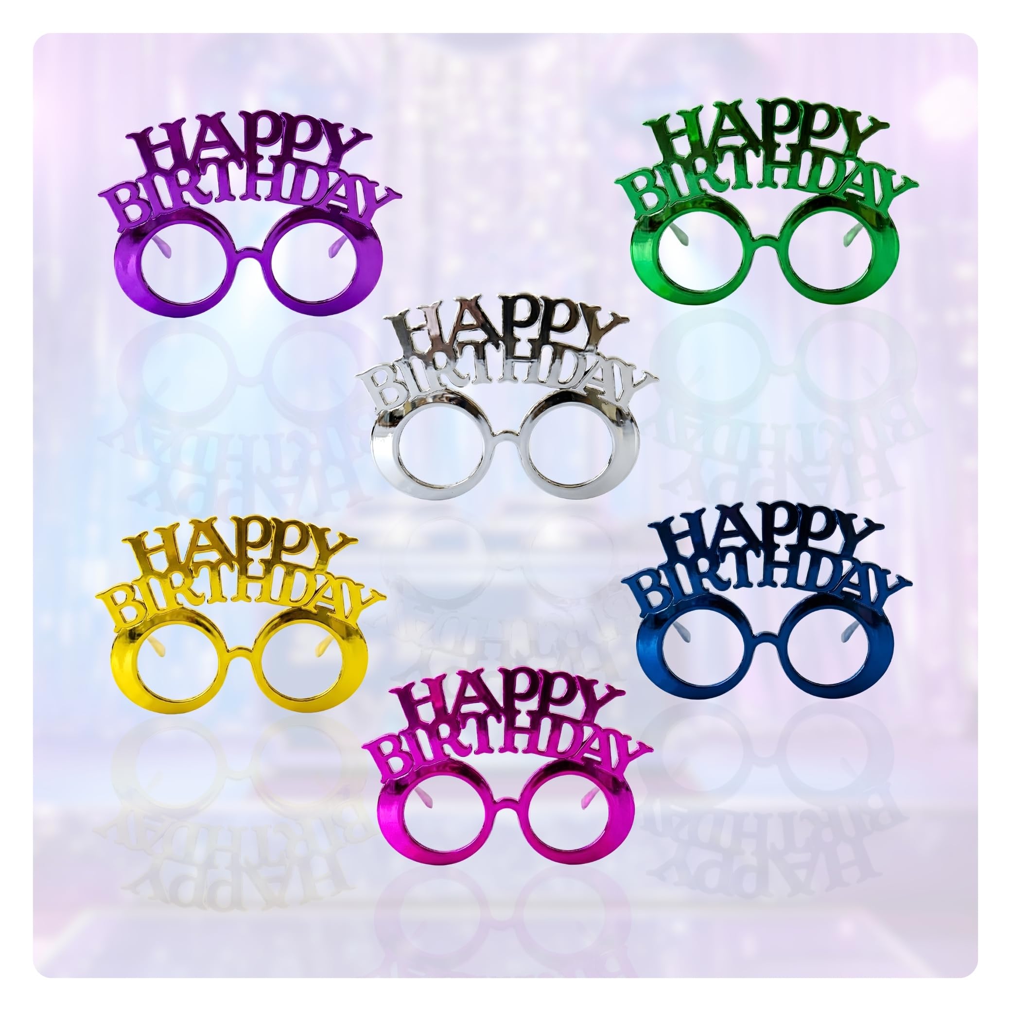 Shimmers Happy Birthday Glasses Set of 6, Multicolor Party Fancy Glasses Photo Props for Birthday Celebration, Kids Adults Return Gift Party Accessories-image-11