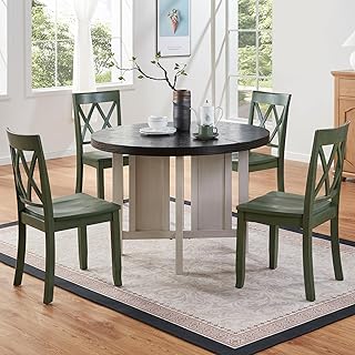 DUHOME Wood Dining Chairs Set of 4, Farmhouse Side Chairs with Cross Back for Home Kitchen, Green