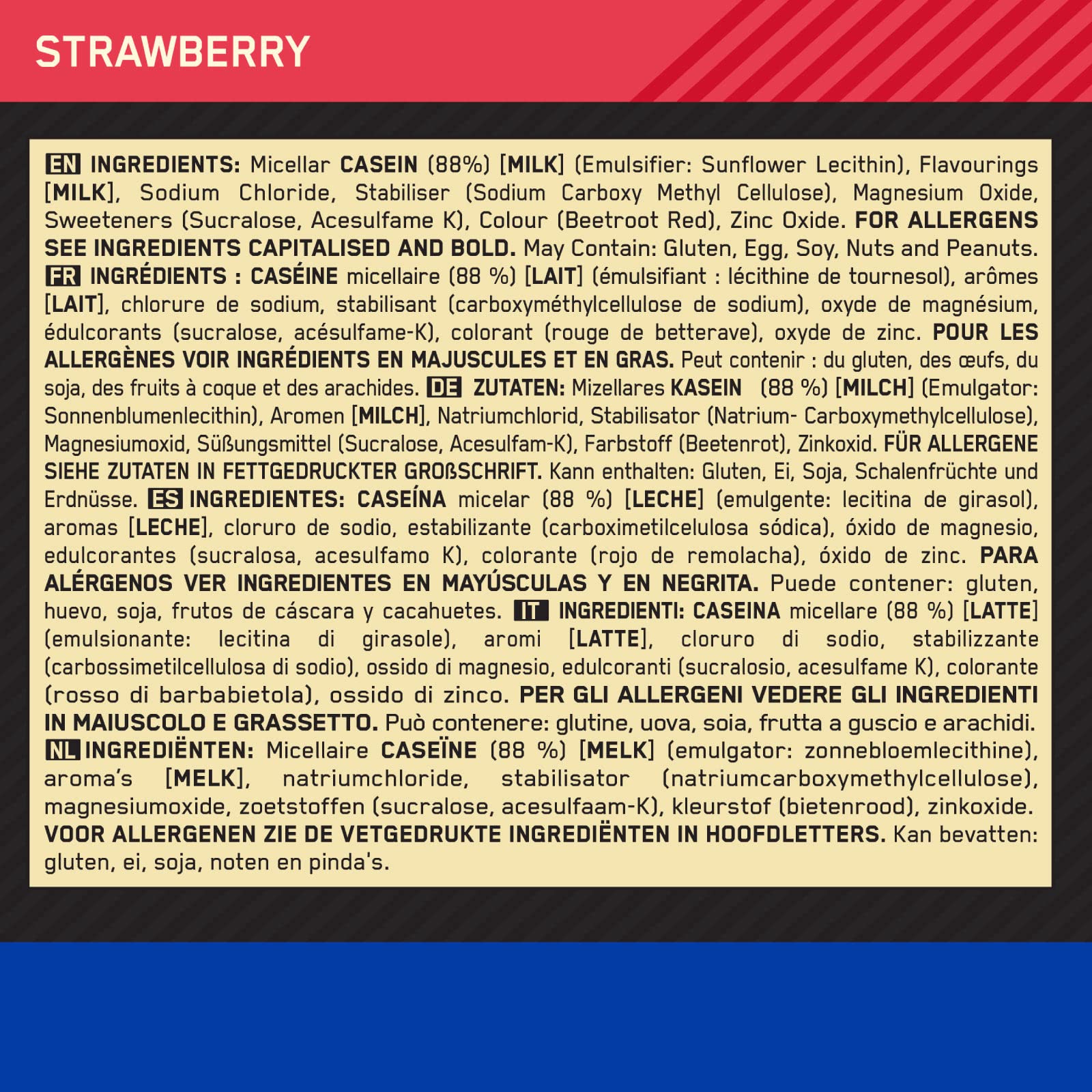 Optimum Nutrition Gold Standard 100% Casein Proteine di Caseina in Polvere a Rilascio Graduale Durante la Notte con Zinco e Magnesio Gusto Fragola 28 Porzioni 924g + Shaker
