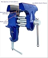 Vista 2 de Rolin Vise Abrazadera de trabajo de madera Herramientas ligeras de 3 pulgadas Pequeño tornillo de banco de mesa de tornillo de banco azul