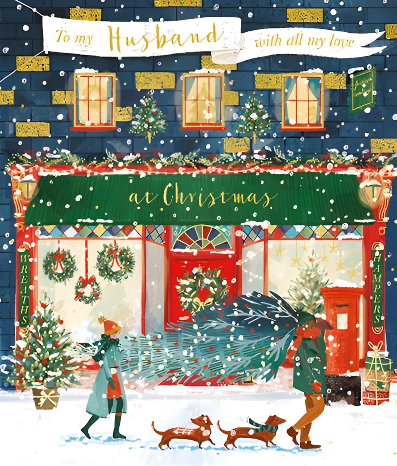 Husband Christmas Card Special Finishes Snowy Dachshund Dog Walk