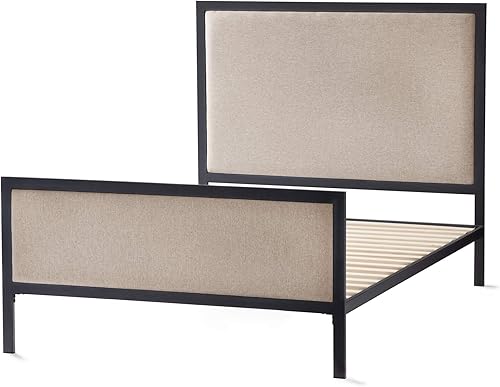 Malouf - Juego de cama Clarke de diseño, incluye cabecero y base, estructura de acero, disponible en 5 colores plataforma, Cal King, Desert