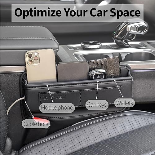 Miniatura 3 de Organizador de espacio para asiento de automóvil con orificio de carga, entre el receptor de asiento de automóvil para automóvil, camión, SUV,