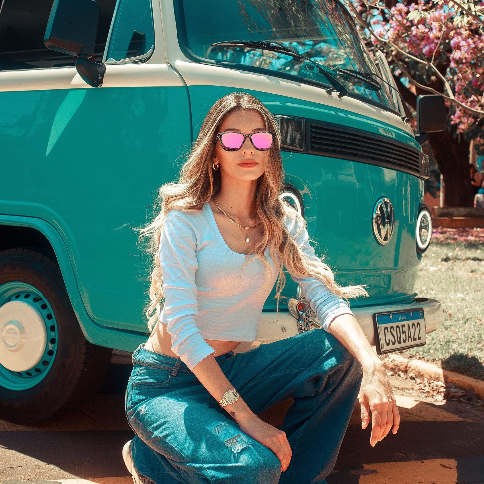 KANASTAL Occhiali da Sole Uomo Polarizzati Protezione UV400 Occhiali Sole Donna Quadrati Retrò Vintage Sunglasses Men Women per Spiaggia Viaggio Pesca