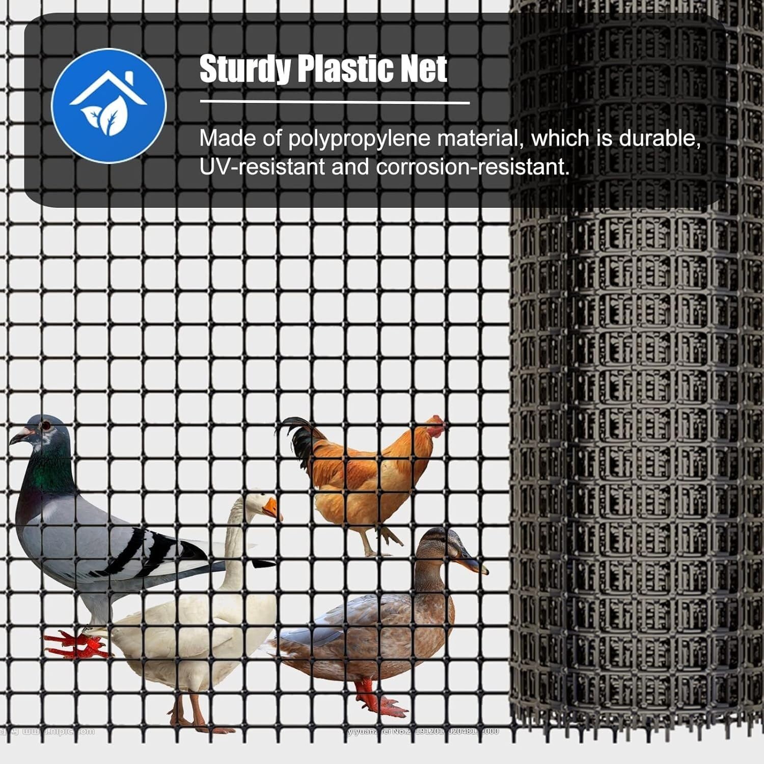 Rete di plastica for pollame for animali domestici, rete di sicurezza for capre e cervi, recinzione in rete di plastica nera for polli, barriera for animali for recinti da giardino(1.2x50m/3.94x164ft)