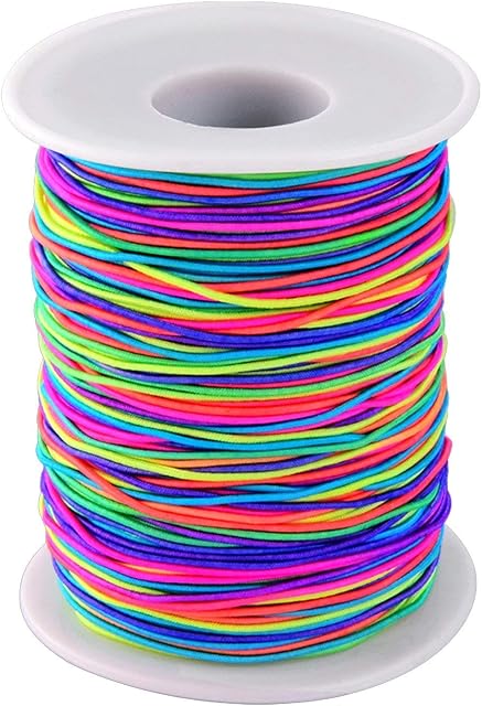 Elastic Cord,Bracelet Elastic Thread 100m 1mm Rainbow Color Fabric Crafting String for Bracelets DIY Craft Necklaces