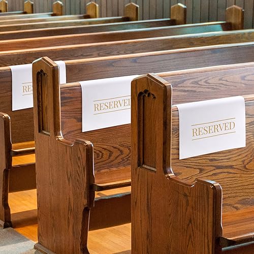 Miniatura 6 de Buryeah Letreros de silla reservados para iglesia con palabras impresas para bodas, fiestas, celebraciones, recepciones, iglesia o evento (blanco,