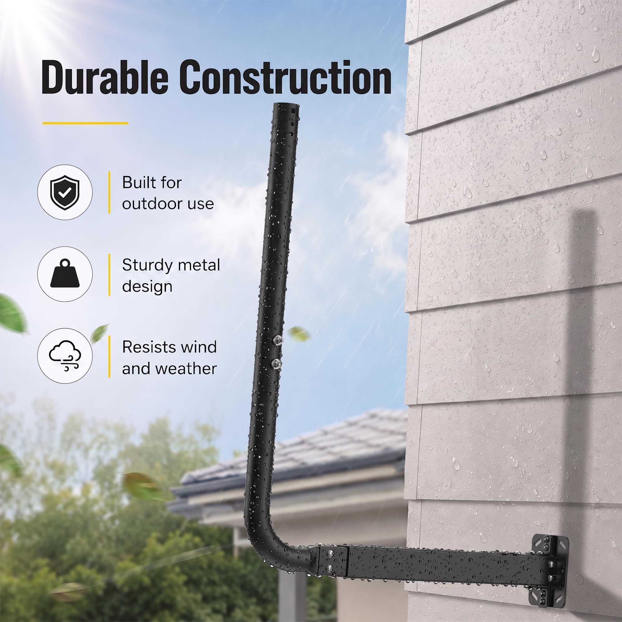 Support et mât d'antenne universel robuste - Support J-Pole pour antennes extérieures, Star-Link, stations météo, rallonges WiFi, 3,51 cm de diamètre