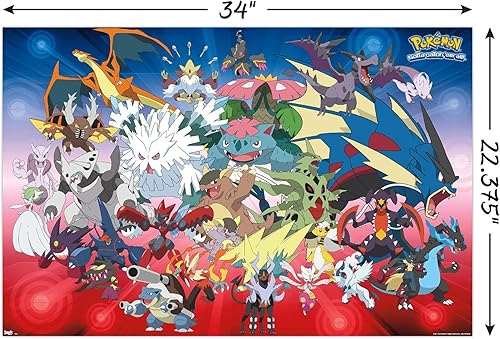 Miniatura 3 de Trends International Póster de pared de Pokémon Mega Evolutions de 22375 x 34 pulgadas