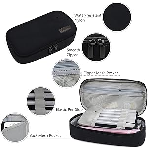 Gloppie Pencil Case Black Pencil Pouch Pencil Bag Pen Box, Back to School Supplies