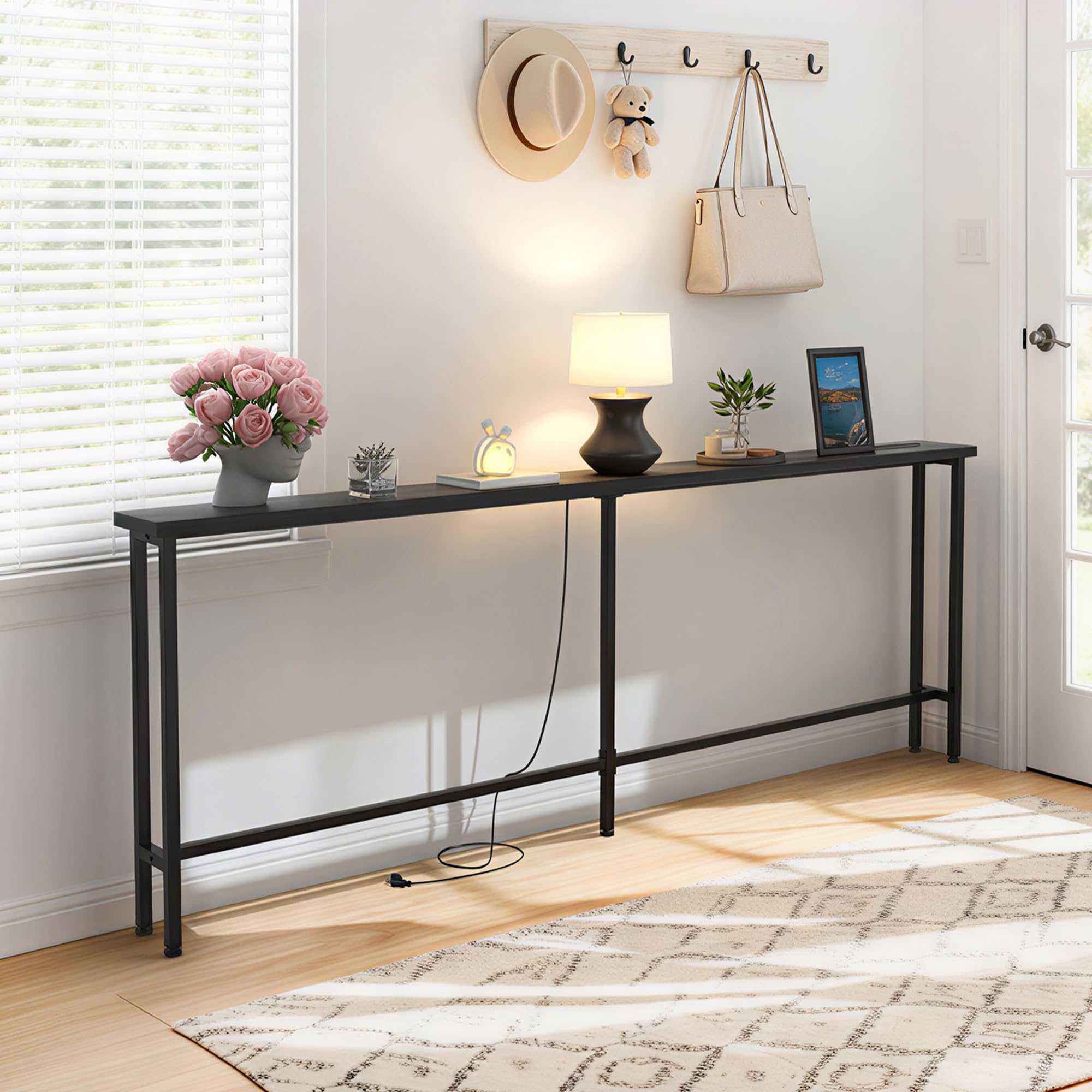 Amazon｜GRLEAF 70インチ ソファテーブル 電源タップ内蔵 (AC