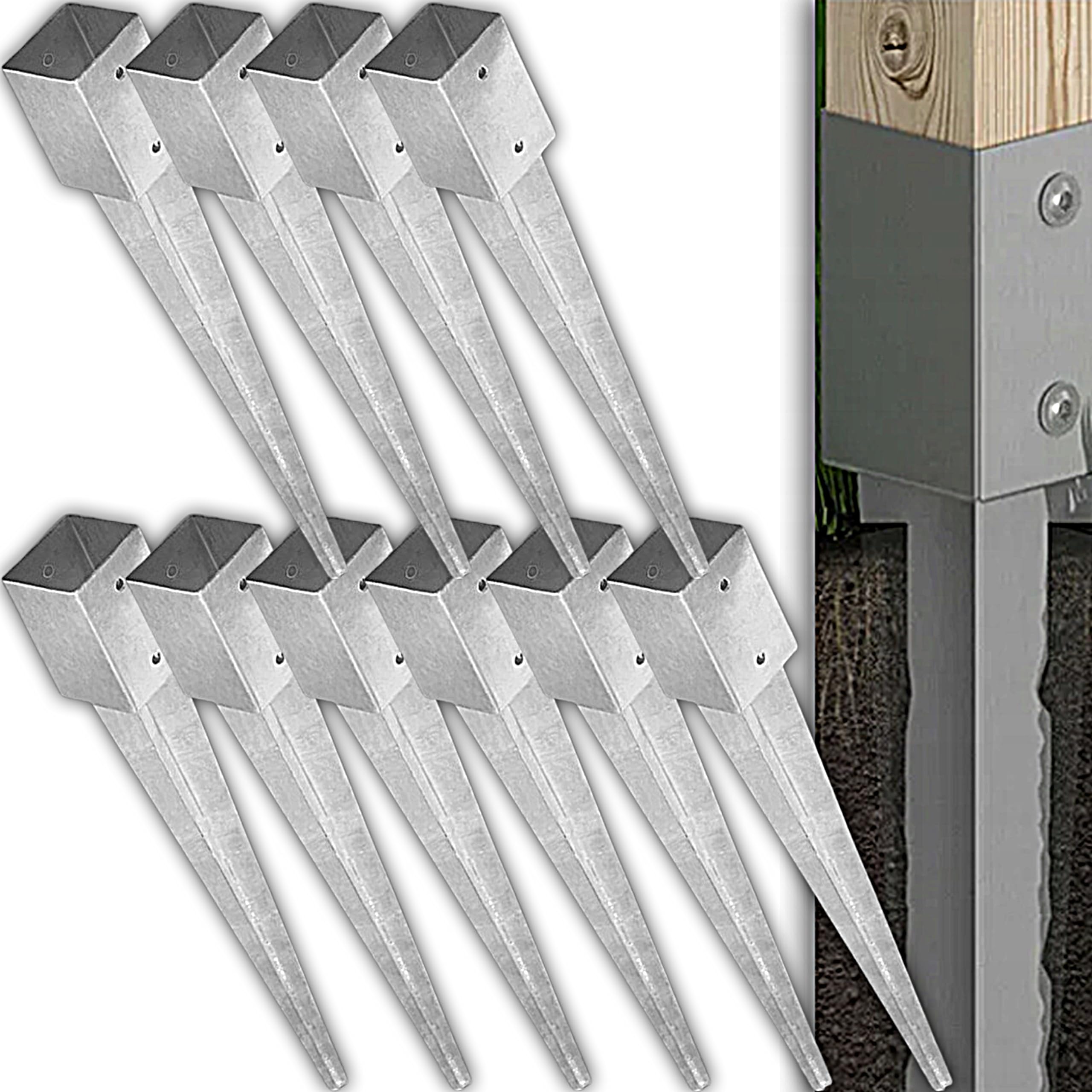 Pfostenträger Einschlaghülse 100x100x750 mm 10 Stück - feuerverzinkte Bodenhülse für Holzpfosten und Zaunpfosten - Silber