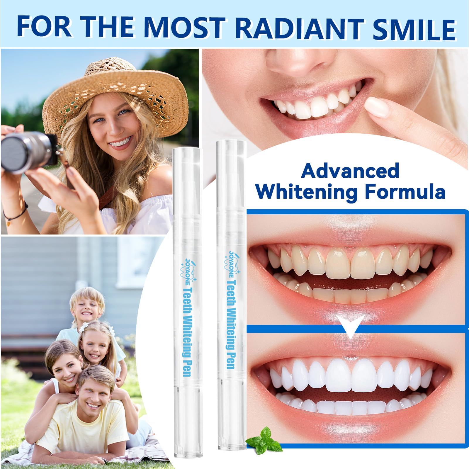 Lápiz blanqueador dental, 2 unidades, blanqueador dental para eliminar manchas, blanqueamiento profesional de sonrisa en casa y fuera de casa (2 bolígrafos blanqueadores de dientes)
