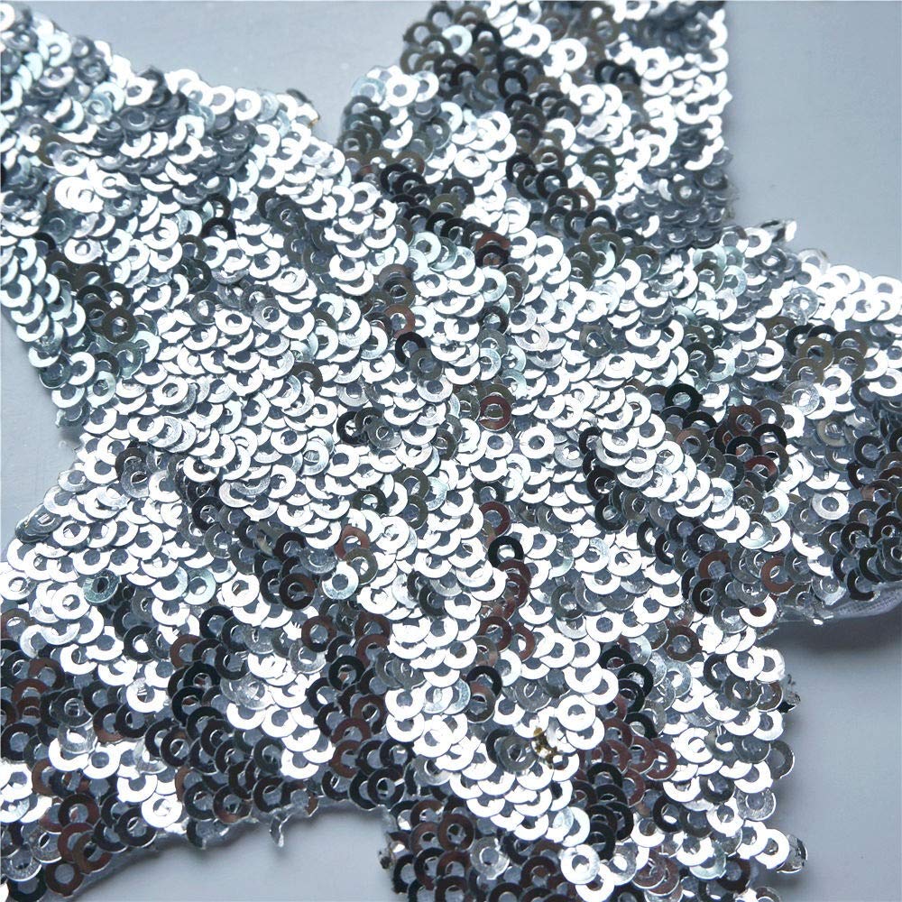 Cerotti 12 cm argento sequin stella cucire ferro sui patch scintillio distintivi ricamati per abito jeans t shirt fai da te appliques decorazioni artigianali abbigliamento riparazione decorazione patc