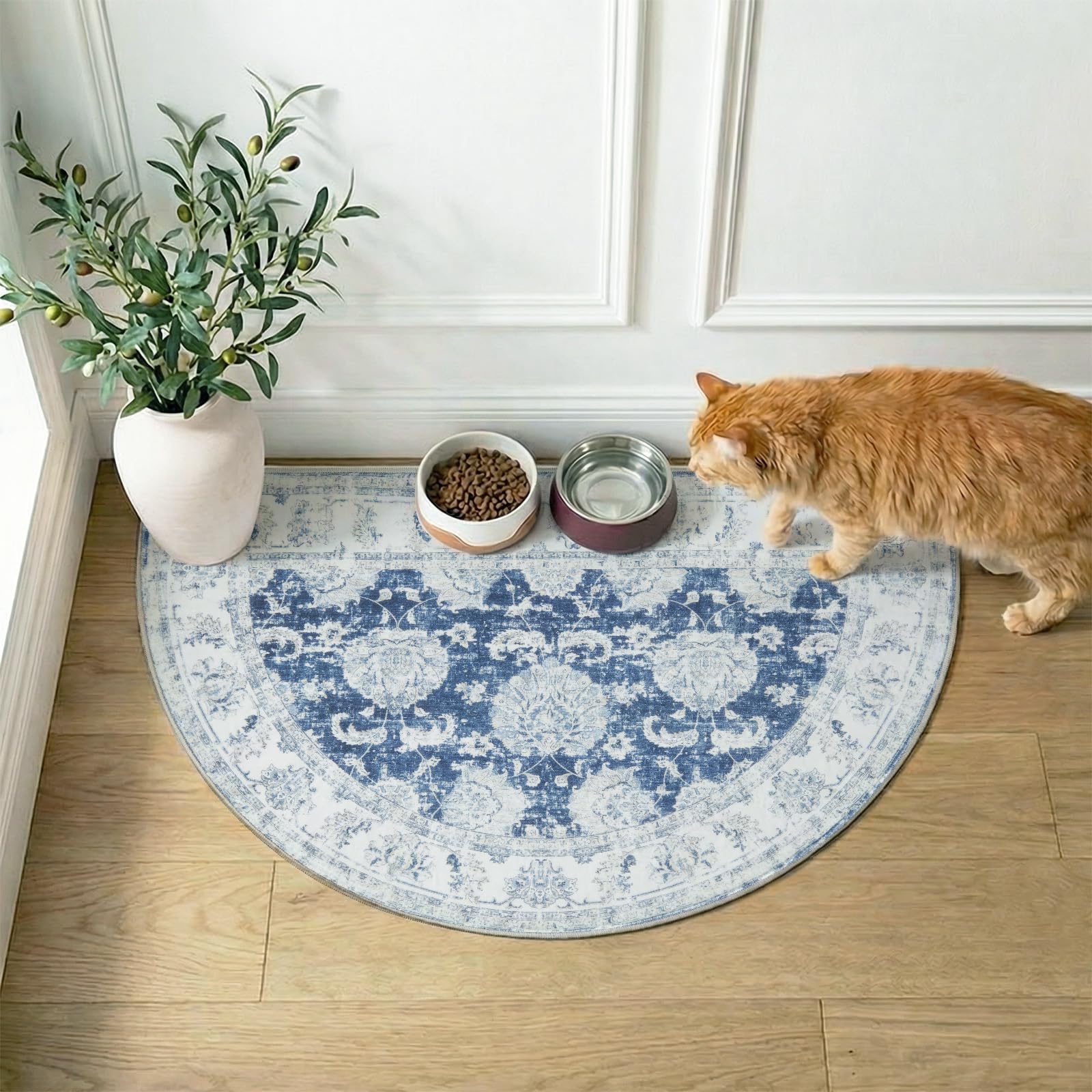Amazon.com: jinchan 2x3 Vintage Floral Half Round Rug, Washable
