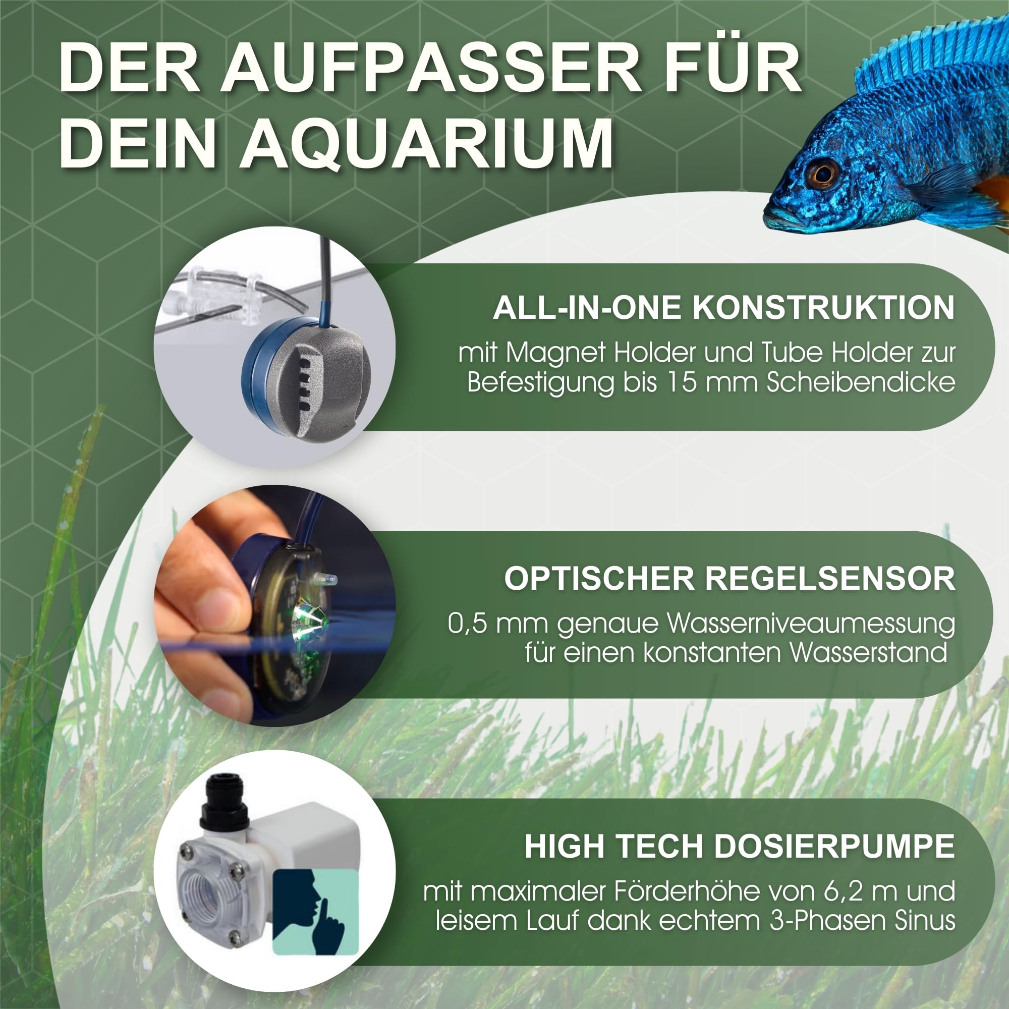 Tunze Osmolateur 3 Universel 3154 I Régulateur de niveau d'eau pour aquariums d'eau douce I Capteur de sécurité I Pompe doseuse avec capteur de régulation optique et support magnétique