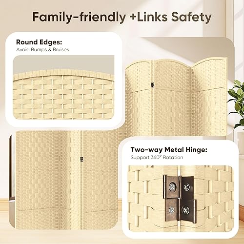 Miniatura 6 de JOSTYLE Pantallas de privacidad plegables extra anchas de 6 pies de alto con doble tejido de diamante y divisores de habitación independientes