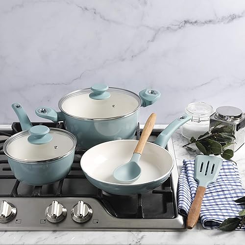 Miniatura 6 de Gibson Home Plaze Café' - Utensilios de cocina de cerámica antiadherente de aluminio forjado aluminio con base de inducción y mango de baquelita